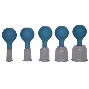 5 pvc cupping set with pump  2.8 - 3.6 - 4.6 - 5.8 - 6.8 cm